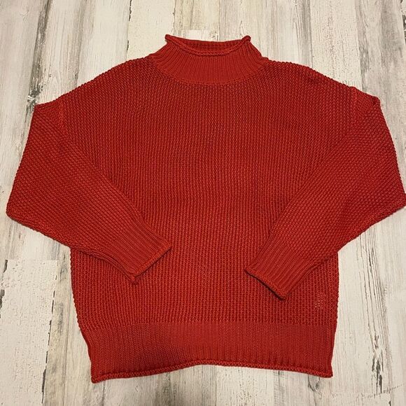 Orange Knit Turtleneck Sweater Large - Picture 2 of 7